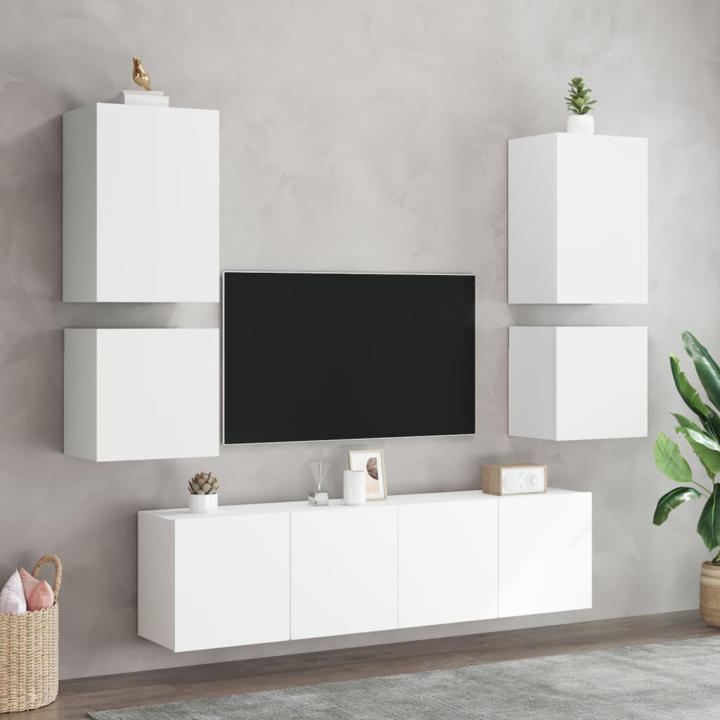 TV Wall Cabinets 2 pcs White 40,5x30x40 cm Engineered Wood