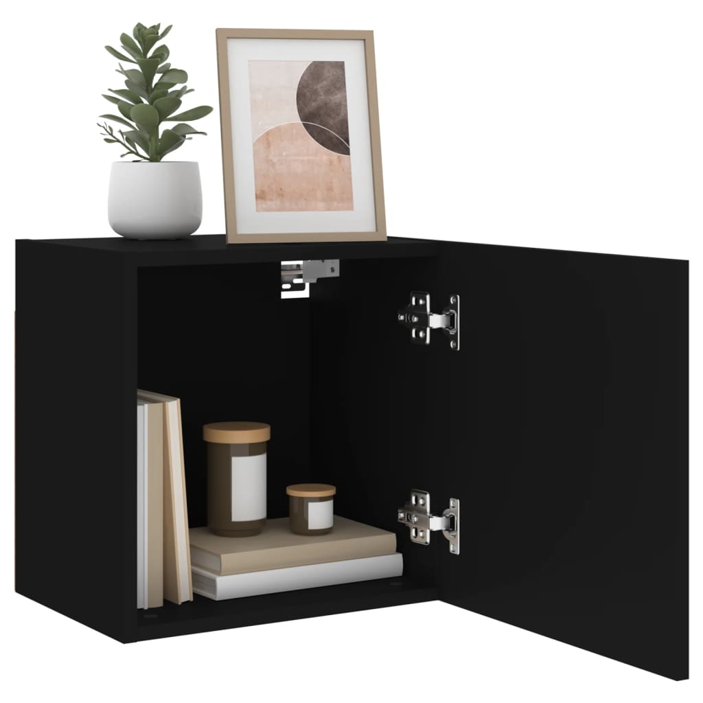 TV Wall Cabinets 2 pcs Black 40,5x30x40 cm Engineered Wood