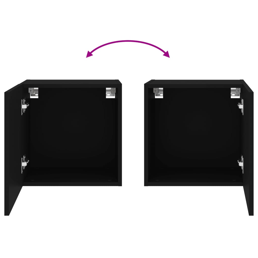 TV Wall Cabinets 2 pcs Black 40,5x30x40 cm Engineered Wood