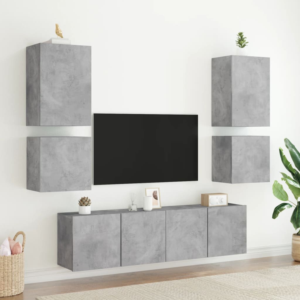 TV Wall Cabinets 2 pcs Concrete Grey 40,5x30x40 cm Engineered Wood
