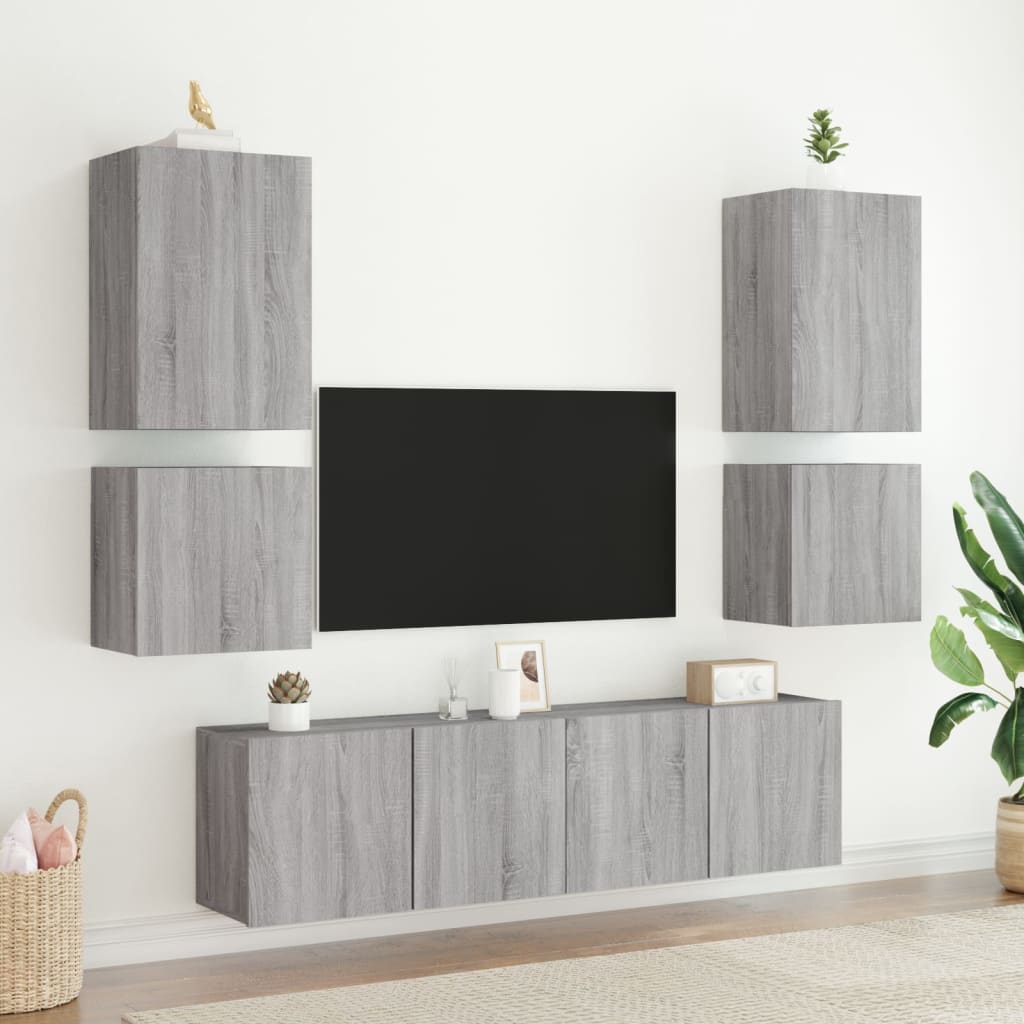 TV Wall Cabinets 2 pcs Grey Sonoma 40,5x30x40 cm Engineered Wood