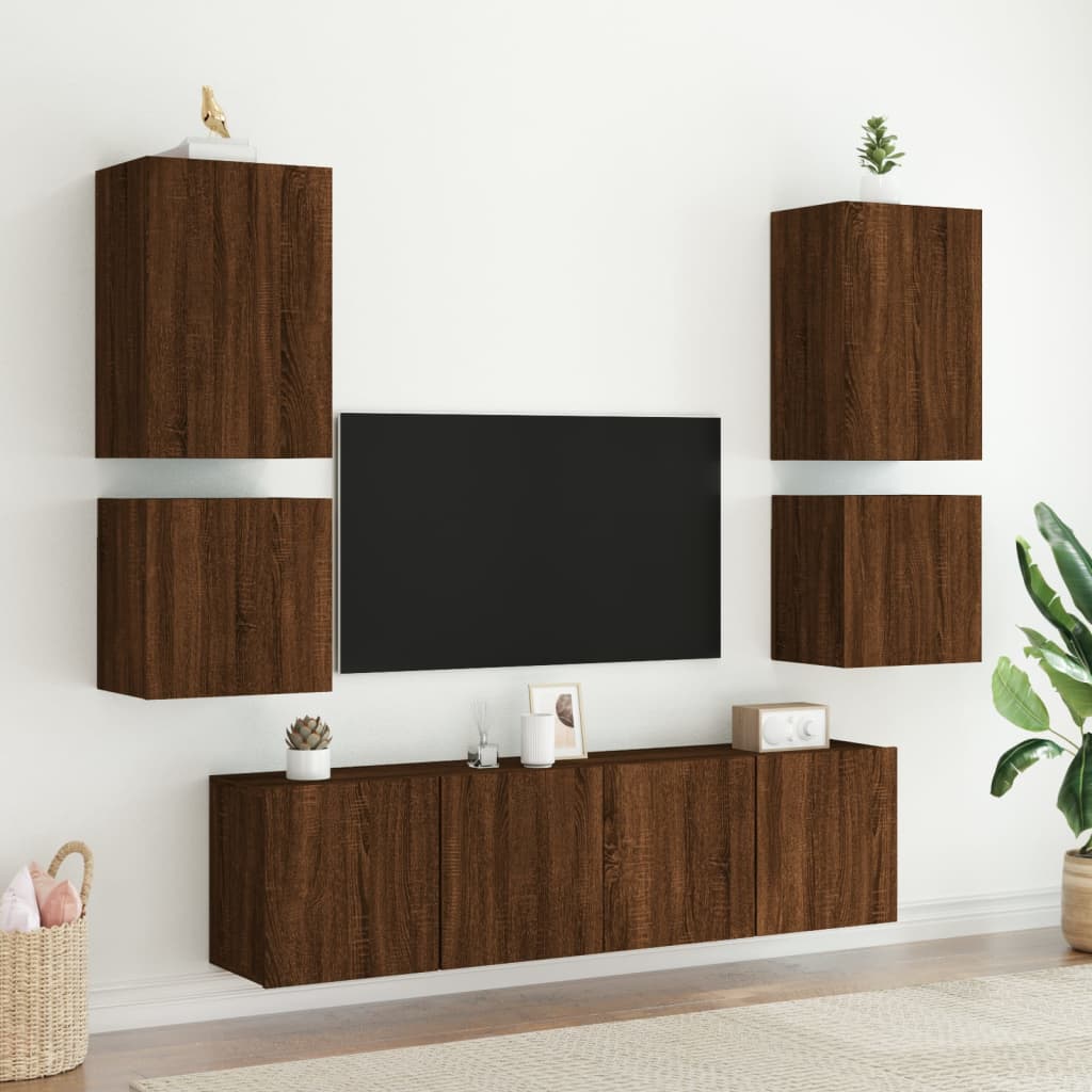 TV Wall Cabinets 2 pcs Brown Oak 40,5x30x40 cm Engineered Wood