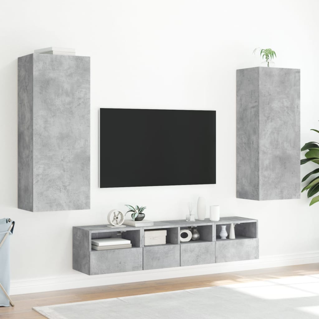 TV Wall Cabinet Concrete Grey 40,5x30x102 cm Engineered Wood