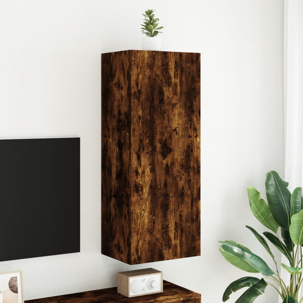 TV Wall Cabinet Smoked Oak 40,5x30x102 cm Engineered Wood