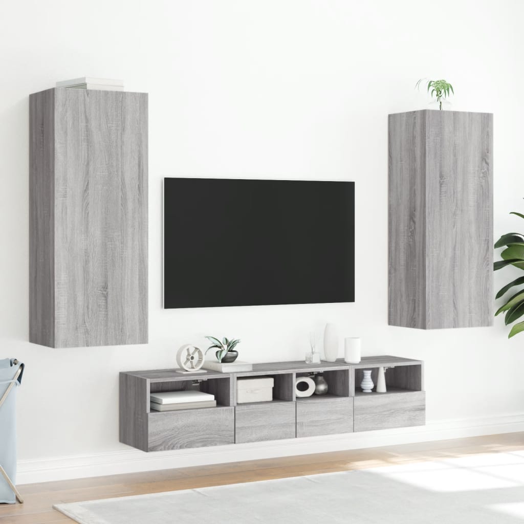 TV Wall Cabinet Grey Sonoma 40,5x30x102 cm Engineered Wood