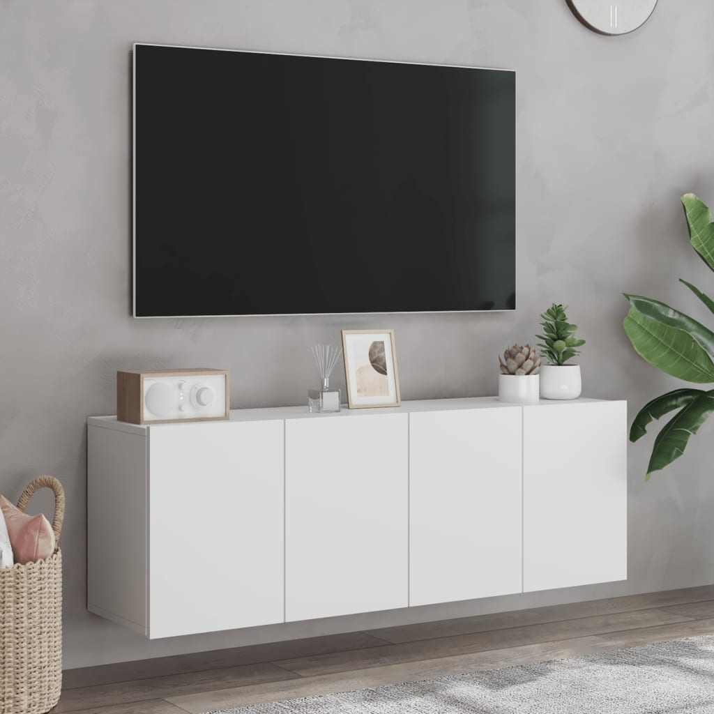 2 Piece Wall-mounted TV Cabinet Set White 60x30x41 cm