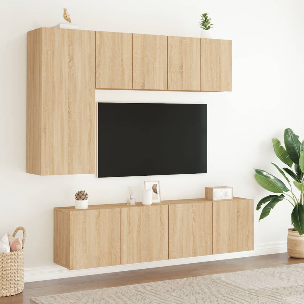 2 Piece Wall-mounted TV Cabinet Set Sonoma Oak 60x30x41 cm