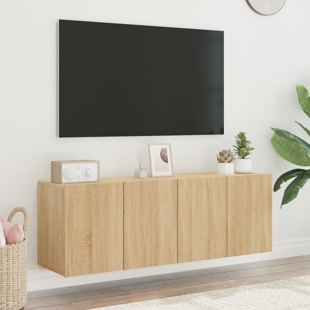 2 Piece Wall-mounted TV Cabinet Set Sonoma Oak 60x30x41 cm