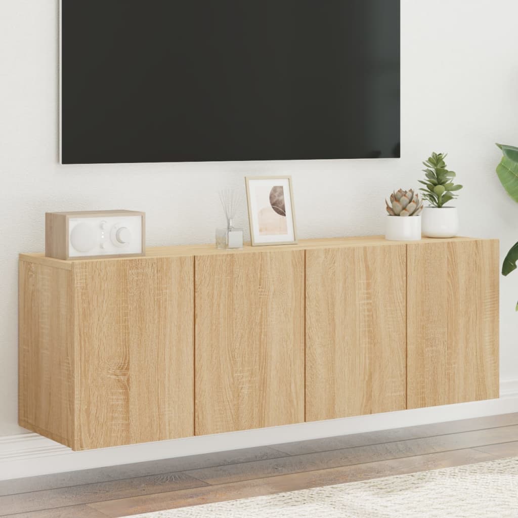 2 Piece Wall-mounted TV Cabinet Set Sonoma Oak 60x30x41 cm