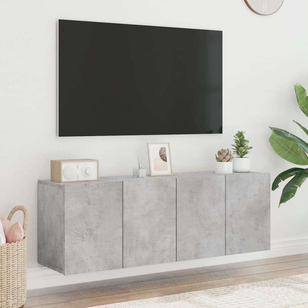 2 Piece Wall-mounted TV Cabinet Set Concrete Grey 60x30x41 cm