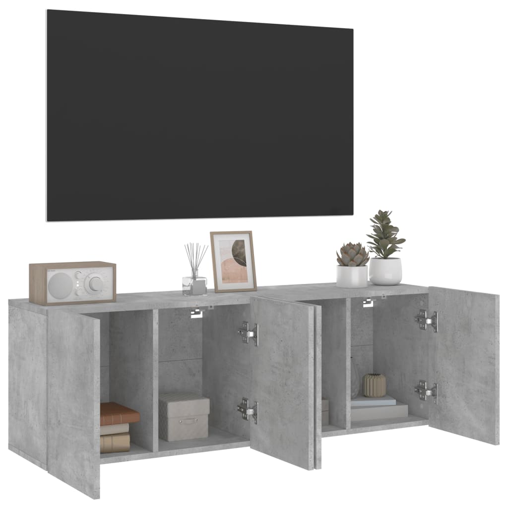 2 Piece Wall-mounted TV Cabinet Set Concrete Grey 60x30x41 cm