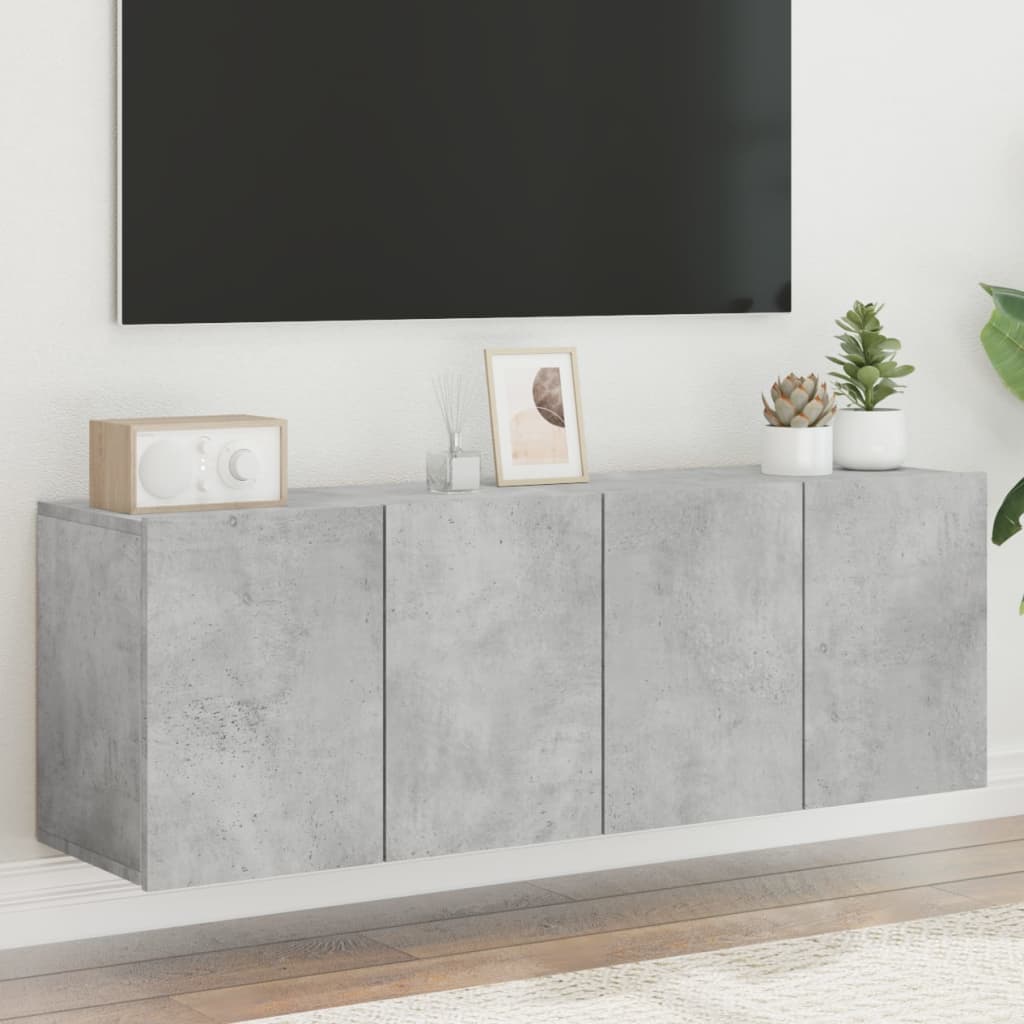 2 Piece Wall-mounted TV Cabinet Set Concrete Grey 60x30x41 cm