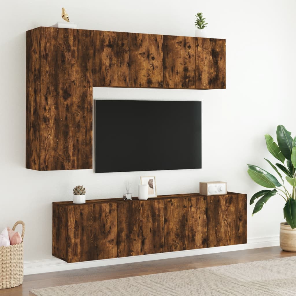 vidaXL TV Cabinets Wall-mounted 2 pcs Smoked Oak 60x30x41 cm