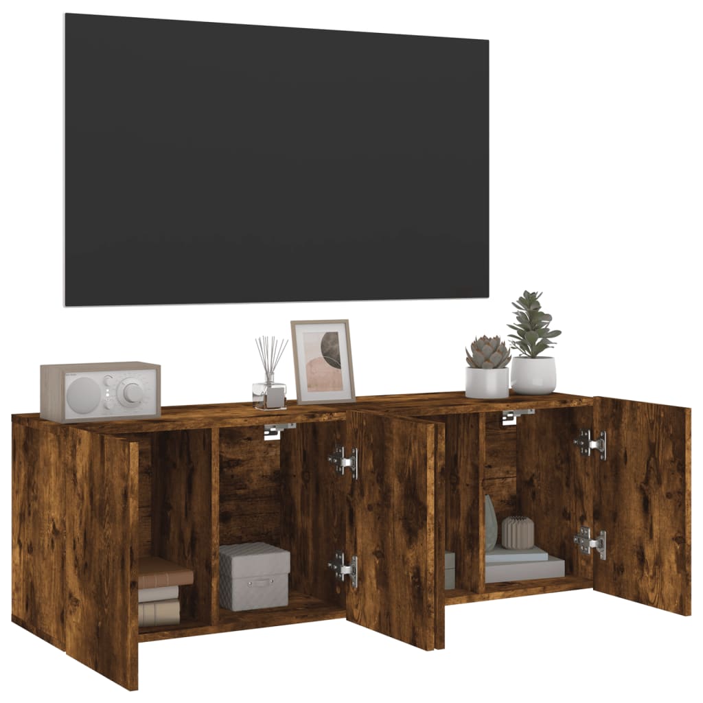 vidaXL TV Cabinets Wall-mounted 2 pcs Smoked Oak 60x30x41 cm