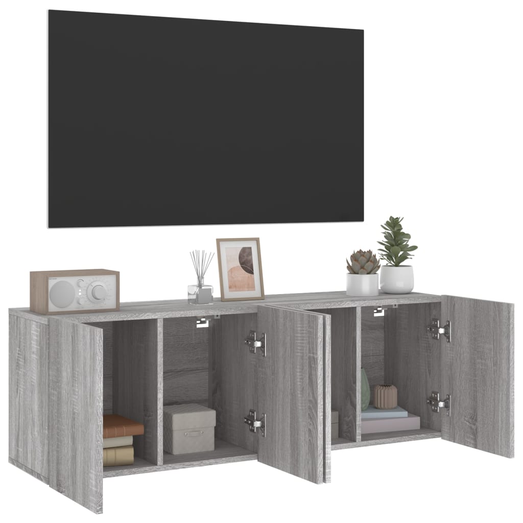 vidaXL TV Cabinets Wall-mounted 2 pcs Grey Sonoma 60x30x41 cm