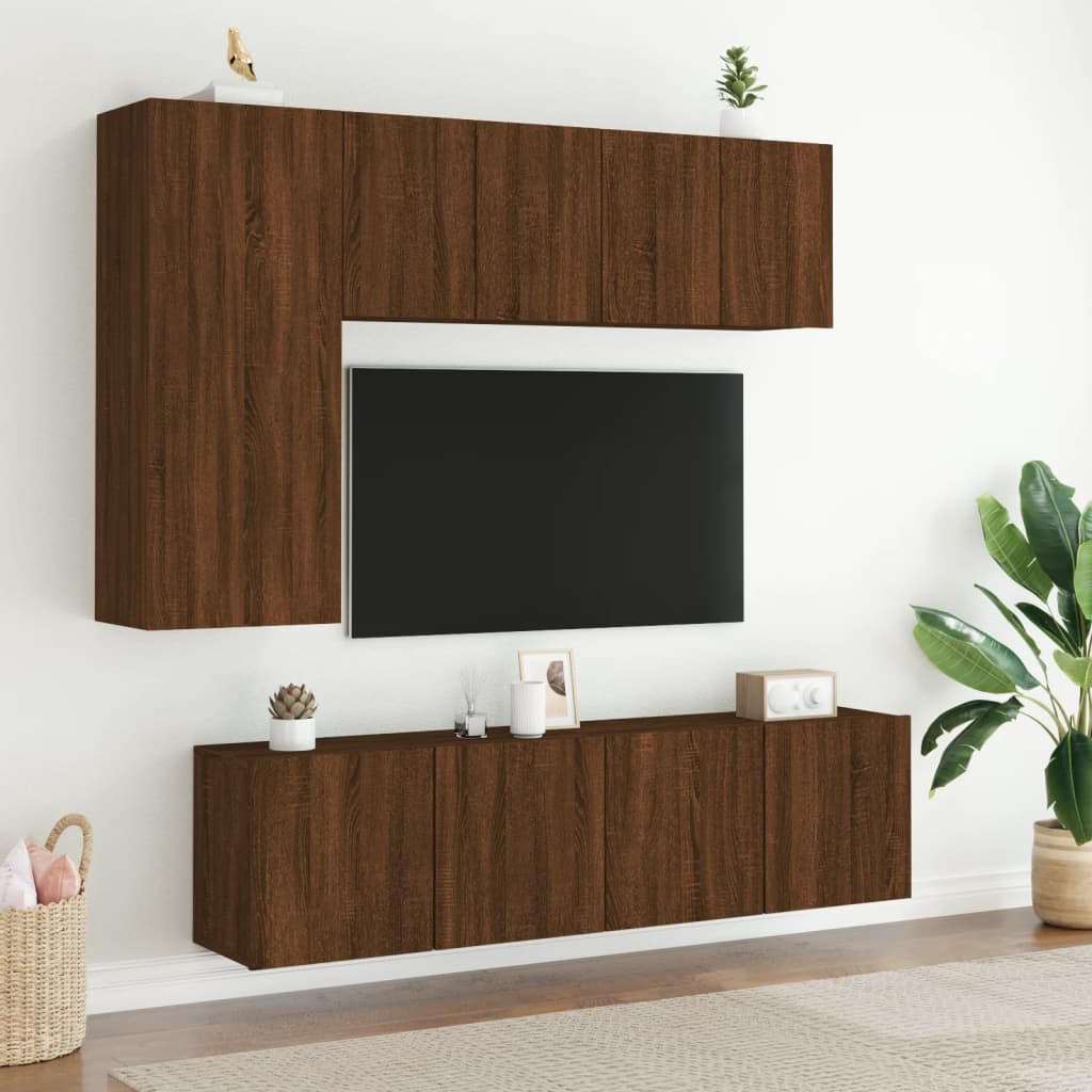 vidaXL TV Cabinets Wall-mounted 2 pcs Brown Oak 60x30x41 cm