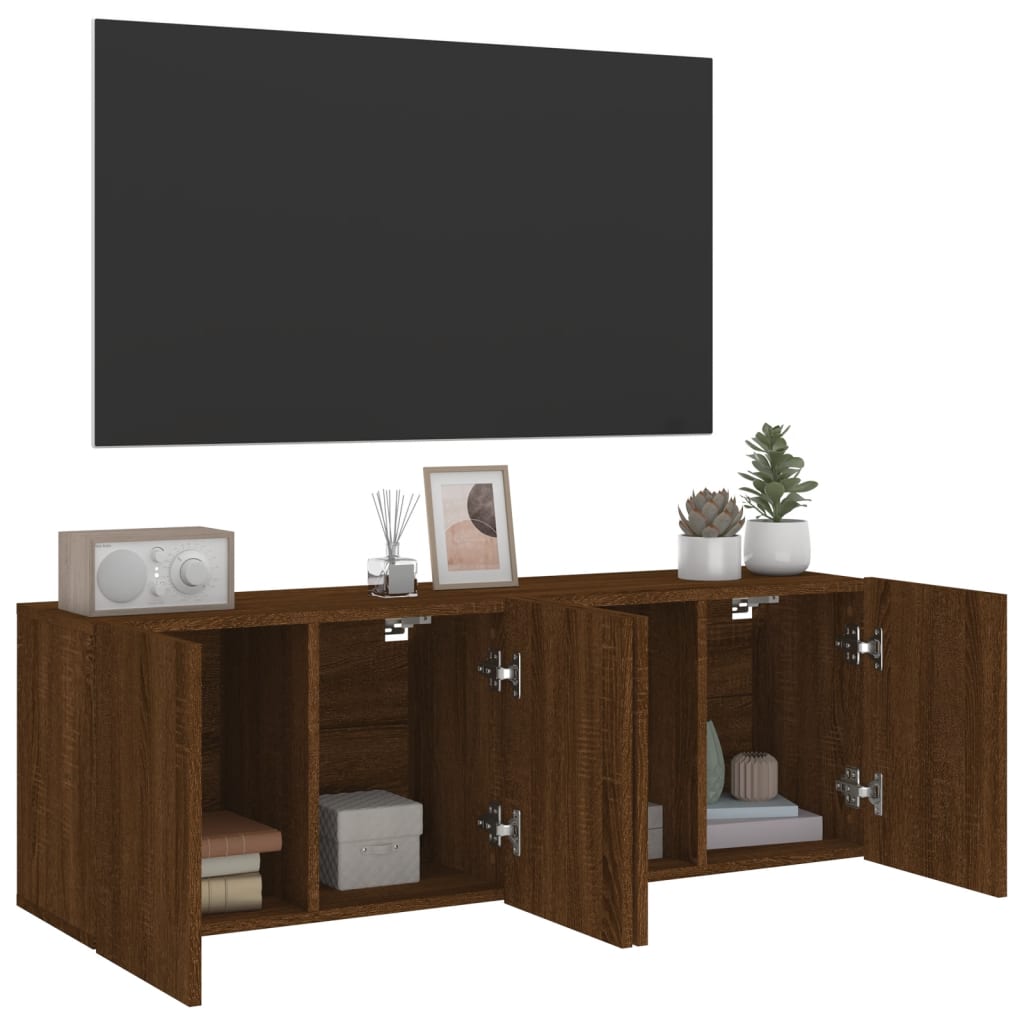 vidaXL TV Cabinets Wall-mounted 2 pcs Brown Oak 60x30x41 cm