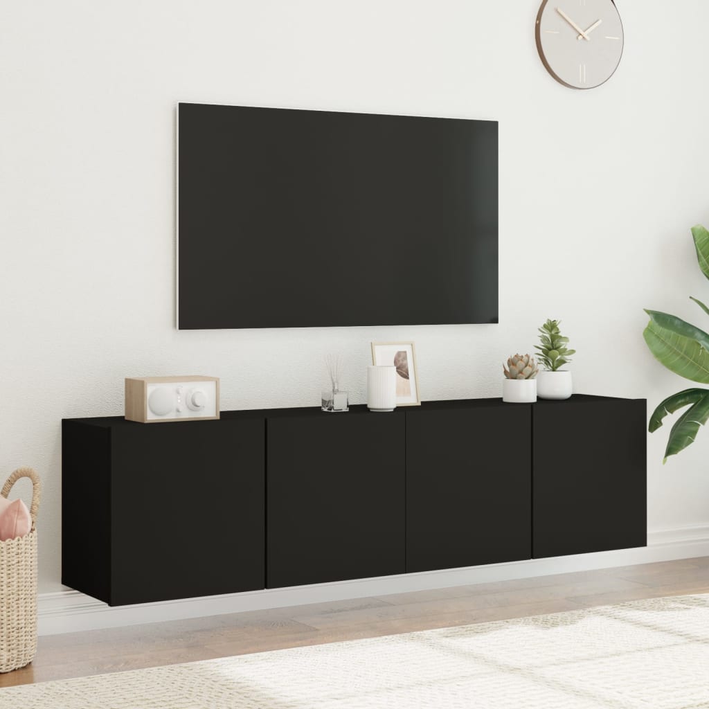 vidaXL TV Cabinets Wall-mounted 2 pcs Black 80x30x41 cm