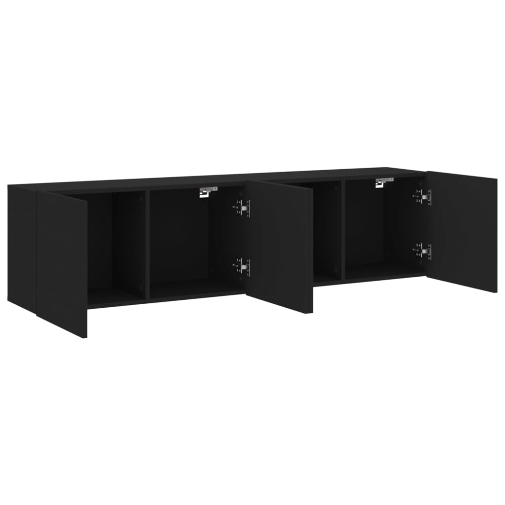 vidaXL TV Cabinets Wall-mounted 2 pcs Black 80x30x41 cm