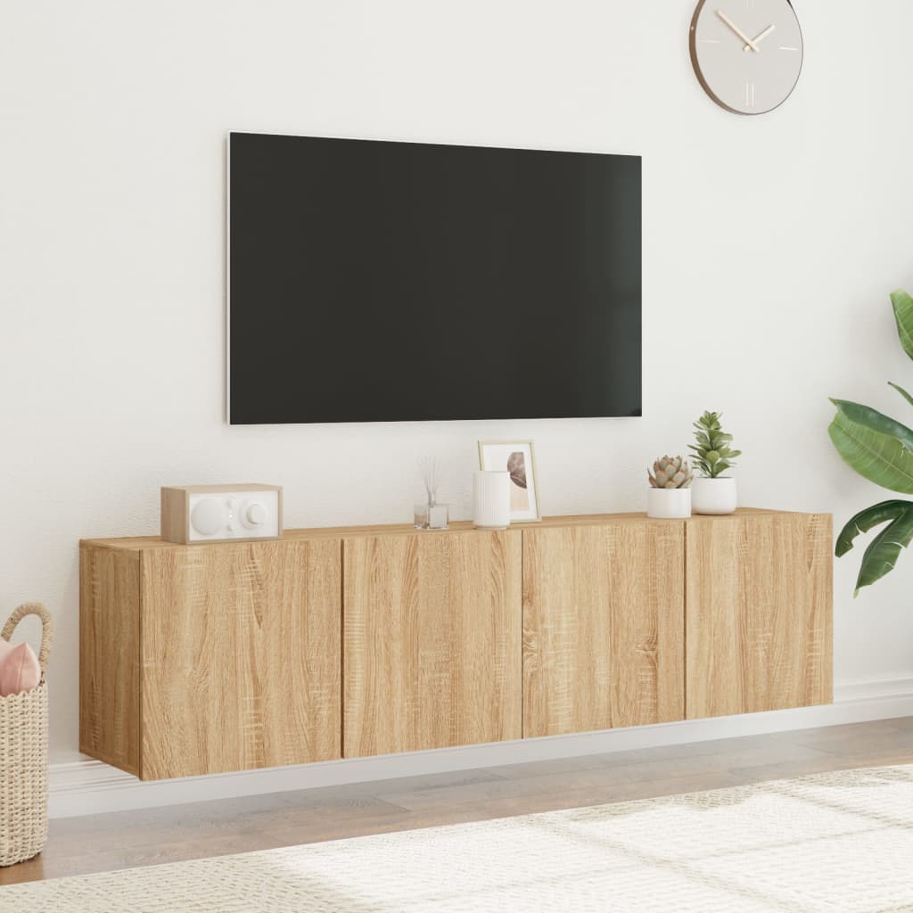 2 Piece Wall-mounted TV Cabinet Set Sonoma Oak 80x30x41 cm