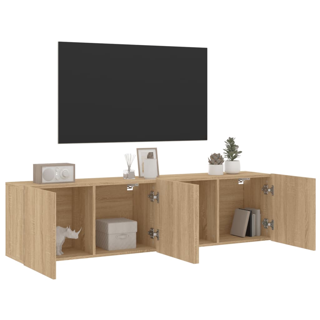 2 Piece Wall-mounted TV Cabinet Set Sonoma Oak 80x30x41 cm