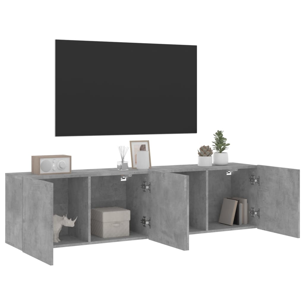 2 Piece Wall-mounted TV Cabinet Set Concrete Grey 80x30x41 cm