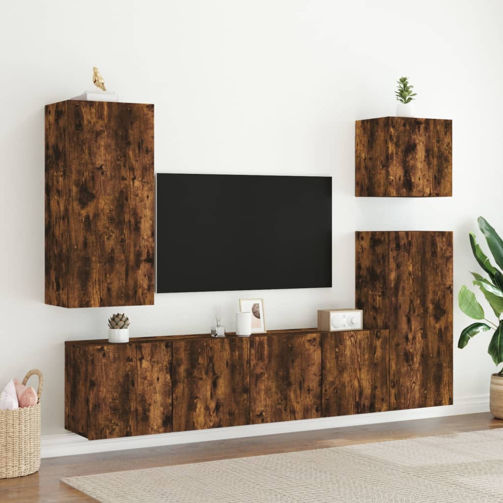 vidaXL TV Cabinets Wall-mounted 2 pcs Smoked Oak 80x30x41 cm