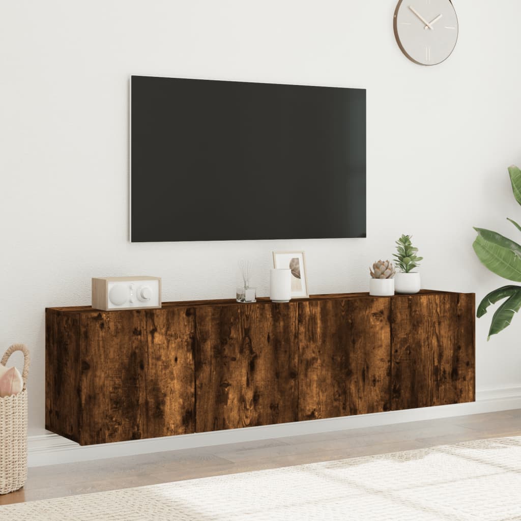 2 Piece Wall-mounted TV Cabinet Set Smoked Oak 80x30x41 cm