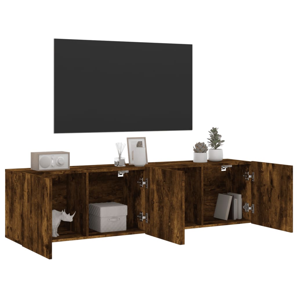 2 Piece Wall-mounted TV Cabinet Set Smoked Oak 80x30x41 cm
