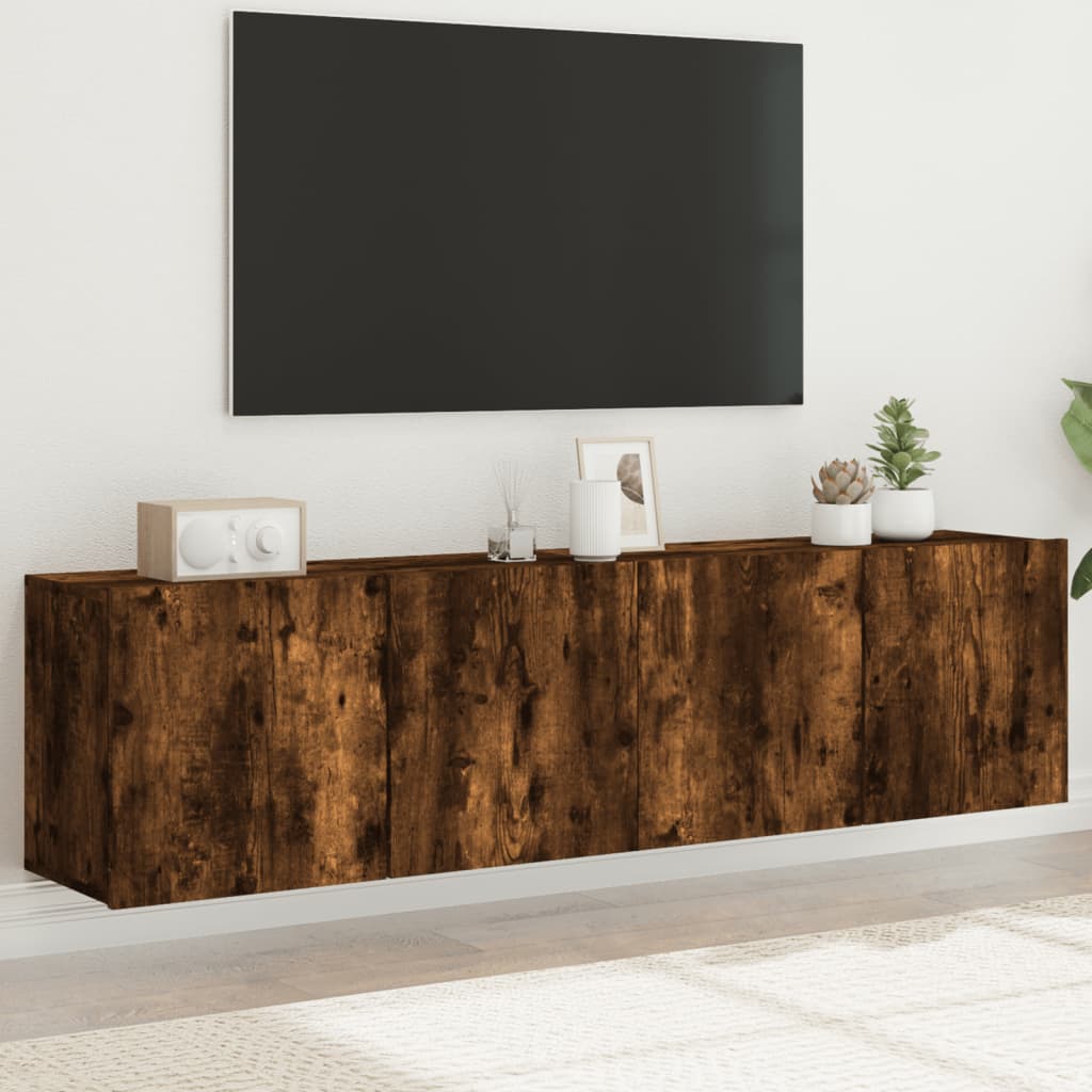 2 Piece Wall-mounted TV Cabinet Set Smoked Oak 80x30x41 cm