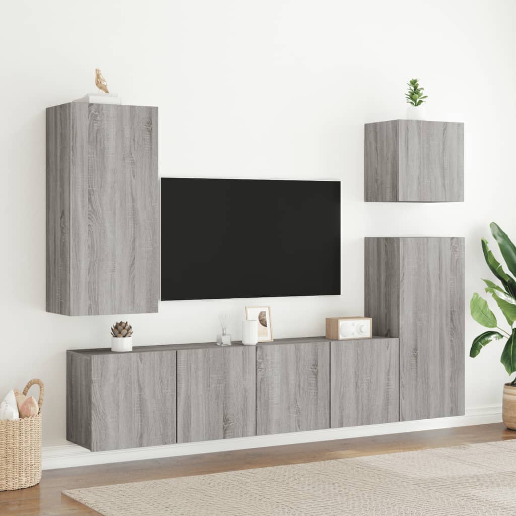 2 Piece Wall-mounted TV Cabinet Set Grey Sonoma 80x30x41 cm
