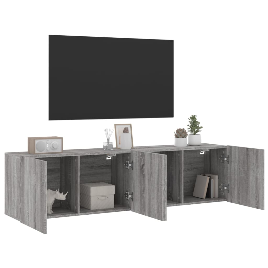 2 Piece Wall-mounted TV Cabinet Set Grey Sonoma 80x30x41 cm