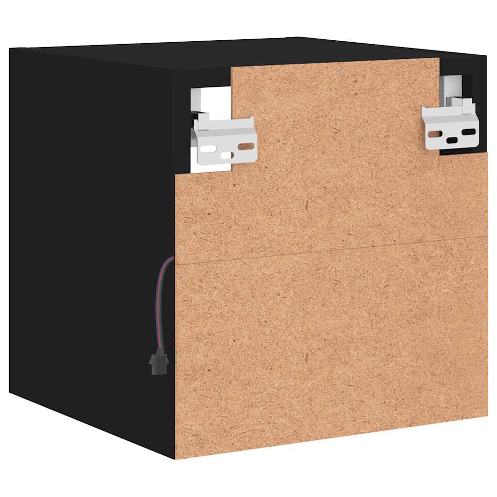 TV Wall Cabinet with LED Lights Black 30x28,5x30 cm