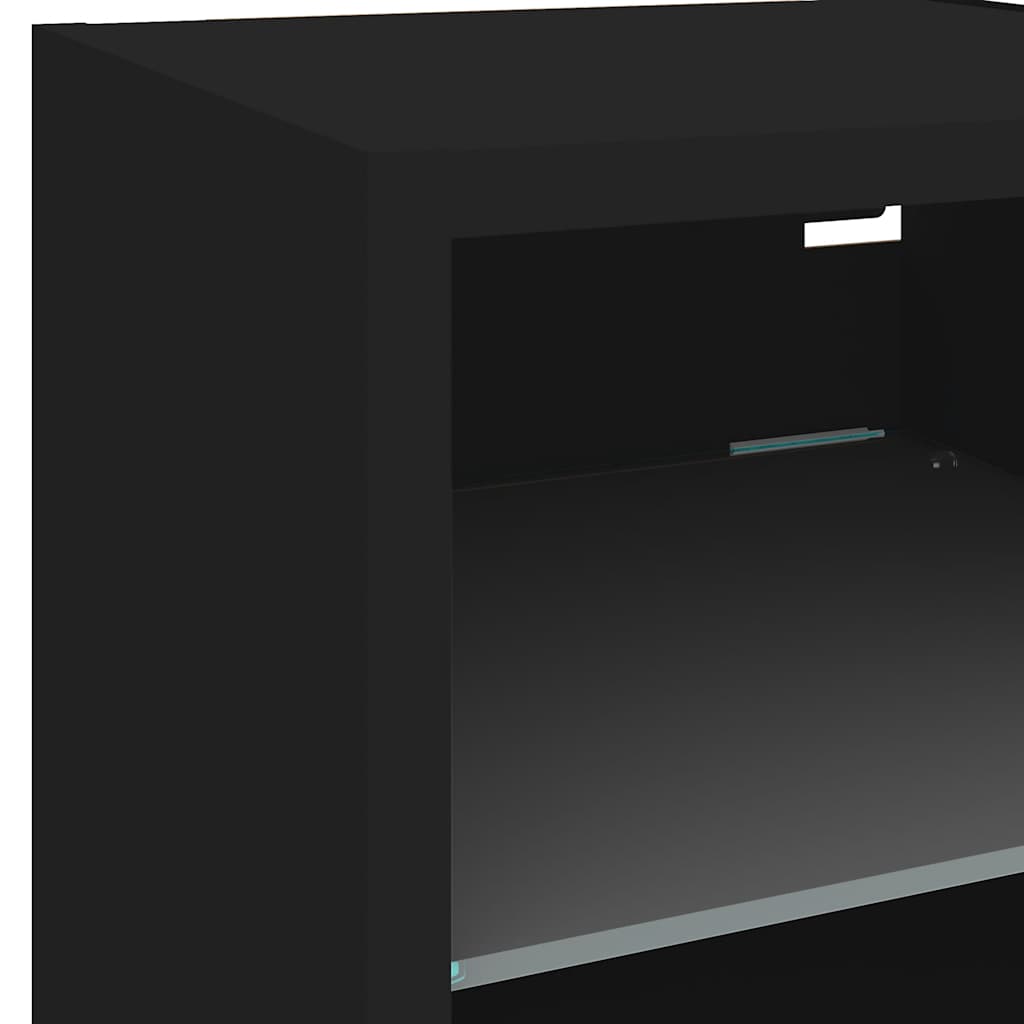 TV Wall Cabinet with LED Lights Black 30x28,5x30 cm