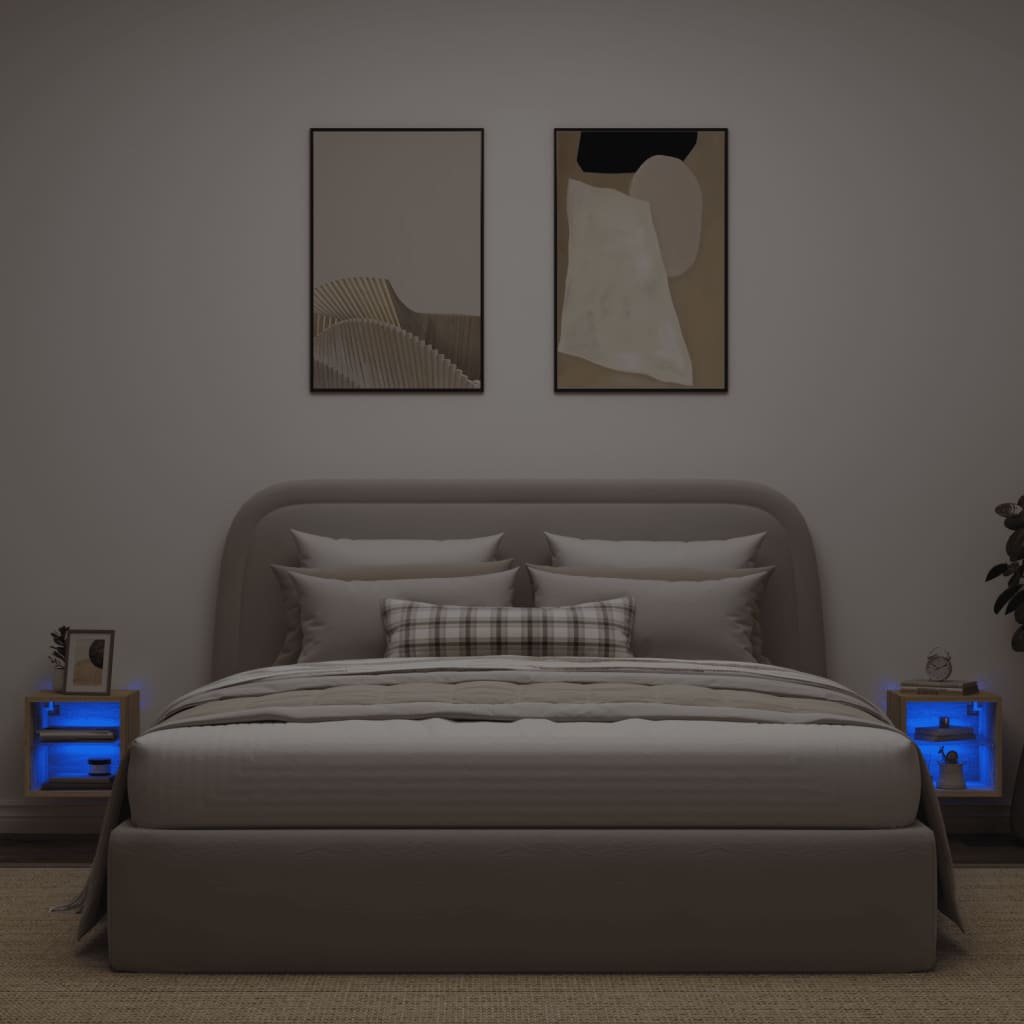 TV Wall Cabinets with LED Lights 2 pcs Sonoma Oak 30x28,5x30 cm