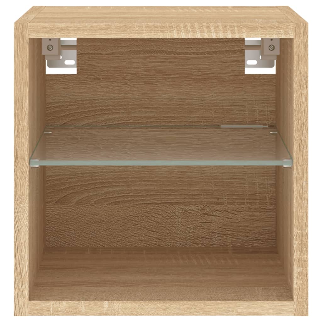 TV Wall Cabinets with LED Lights 2 pcs Sonoma Oak 30x28,5x30 cm