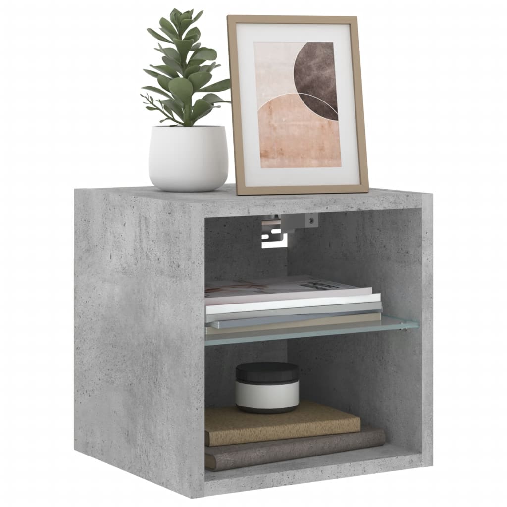 TV Wall Cabinet with LED Lights Concrete Grey 30x28,5x30 cm