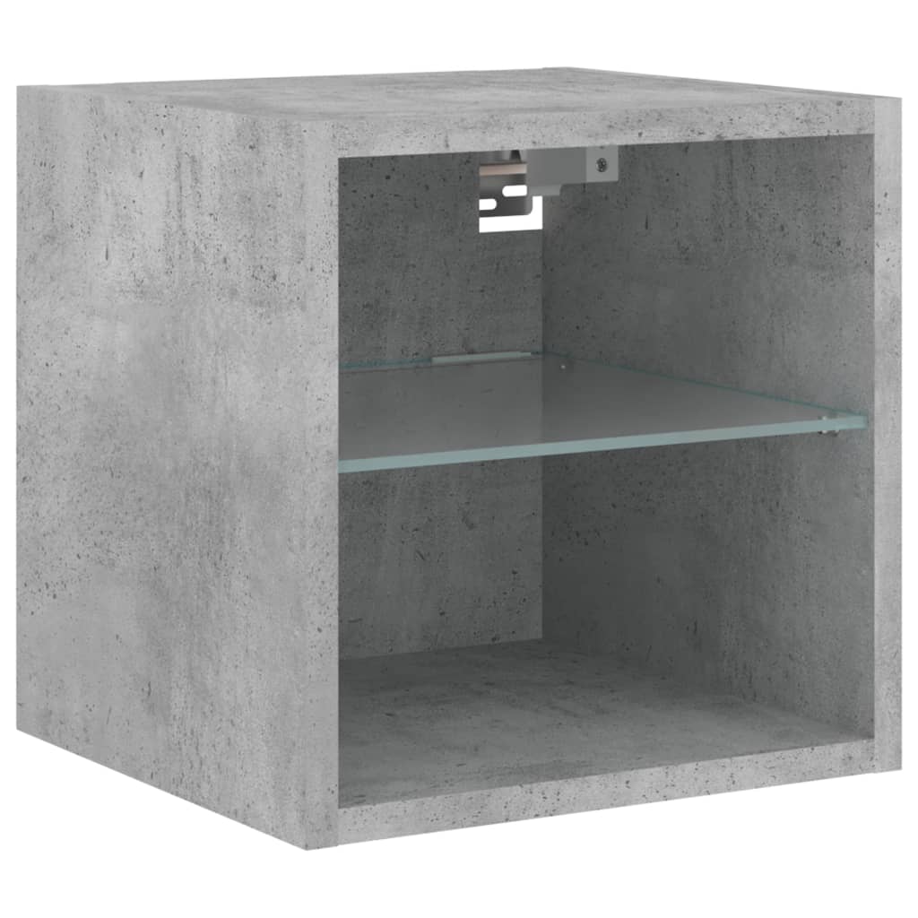 TV Wall Cabinet with LED Lights Concrete Grey 30x28,5x30 cm