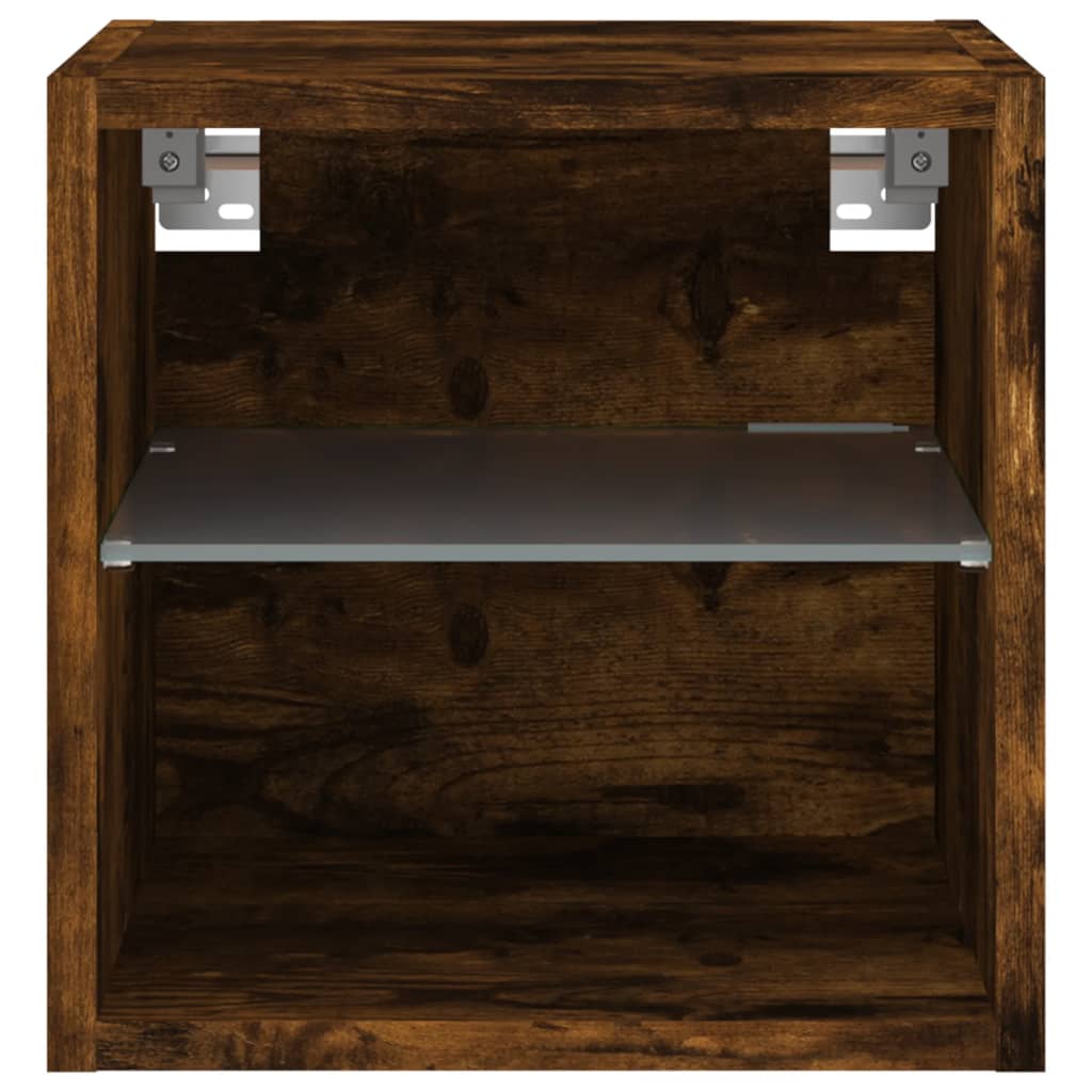 TV Wall Cabinets with LED Lights 2 pcs Smoked Oak 30x28,5x30 cm