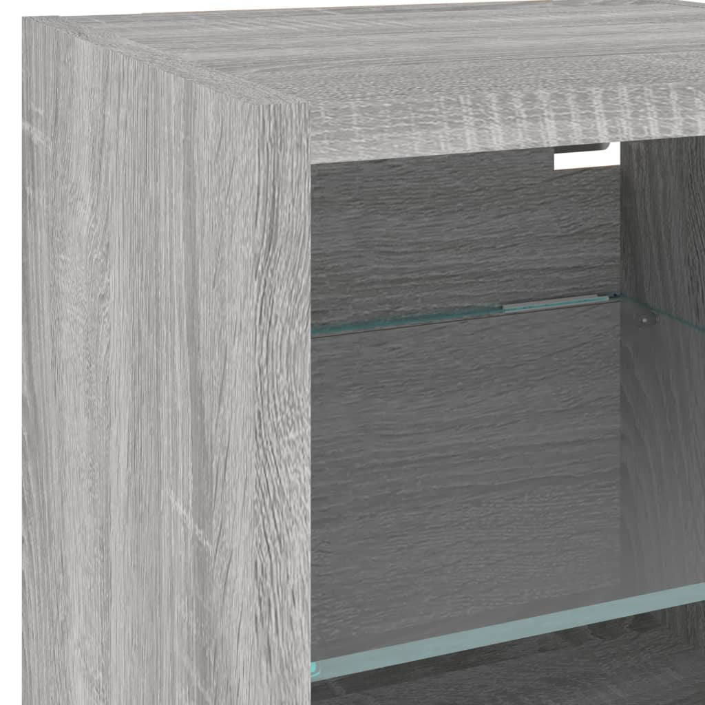 TV Wall Cabinet with LED Lights Grey Sonoma 30x28,5x30 cm
