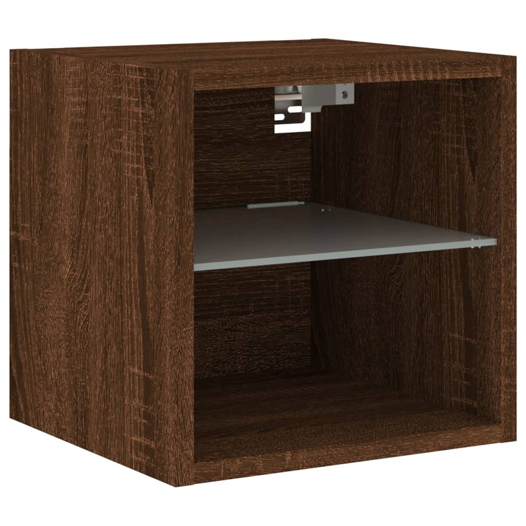 TV Wall Cabinets with LED Lights 2 pcs Brown Oak 30x28,5x30 cm