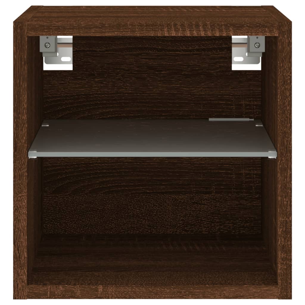 TV Wall Cabinets with LED Lights 2 pcs Brown Oak 30x28,5x30 cm