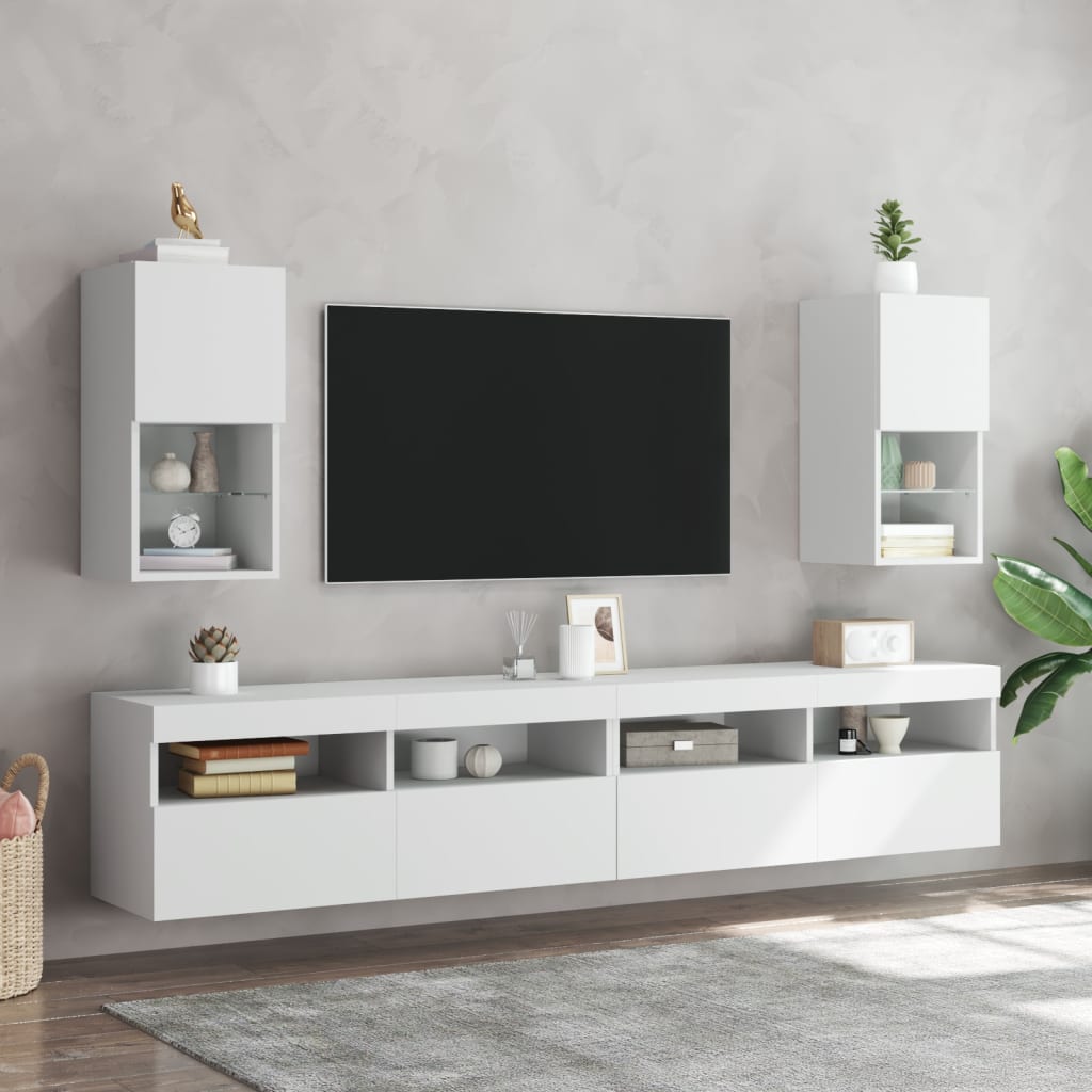 vidaXL TV Cabinet with LED Lights White 30.5x30x60 cm