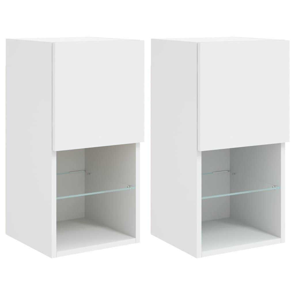 vidaXL TV Cabinets with LED Lights 2 pcs White 30.5x30x60 cm