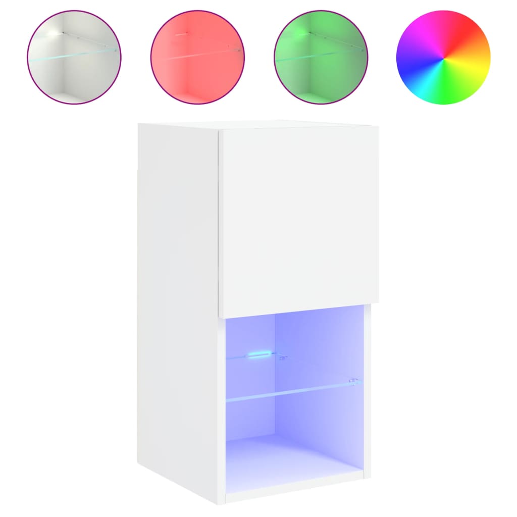 2 Piece TV Cabinet Set with LED Lights White 30,5x30x60 cm
