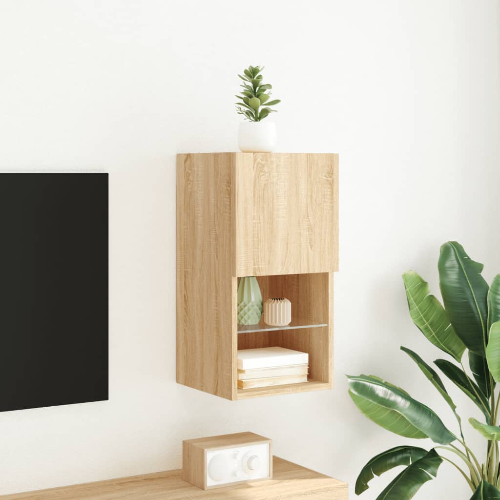 vidaXL TV Cabinet with LED Lights Sonoma Oak 30.5x30x60 cm