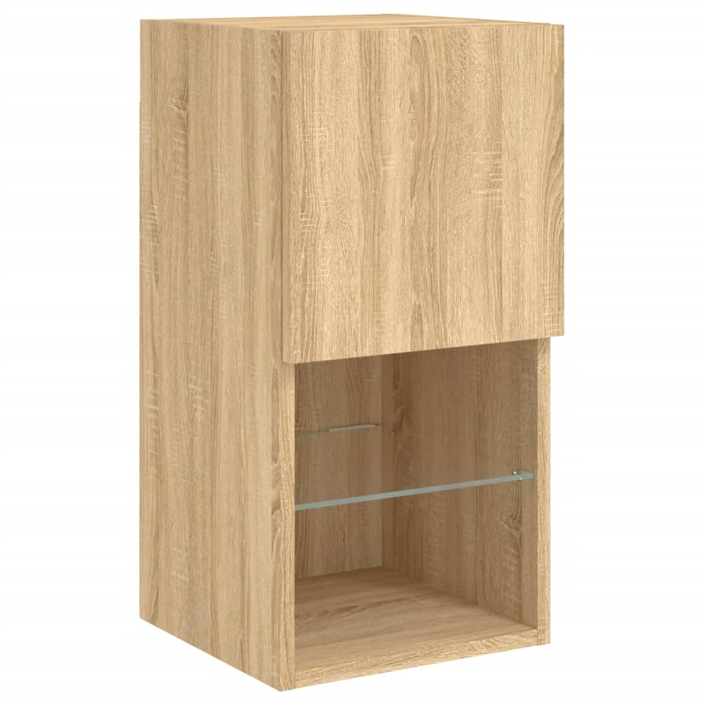 vidaXL TV Cabinet with LED Lights Sonoma Oak 30.5x30x60 cm