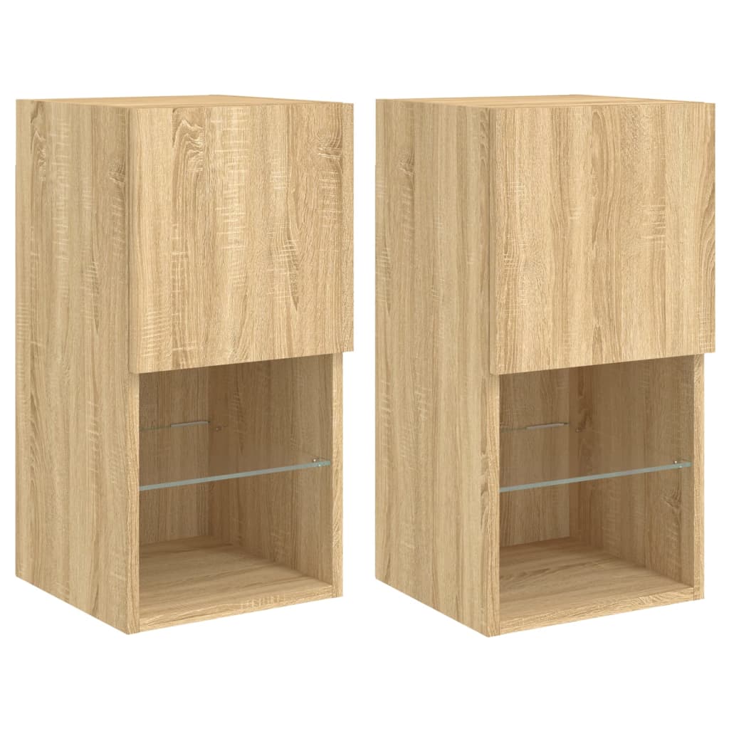 2 Piece TV Cabinet Set with LED Lights Sonoma Oak 30,5x30x60 cm