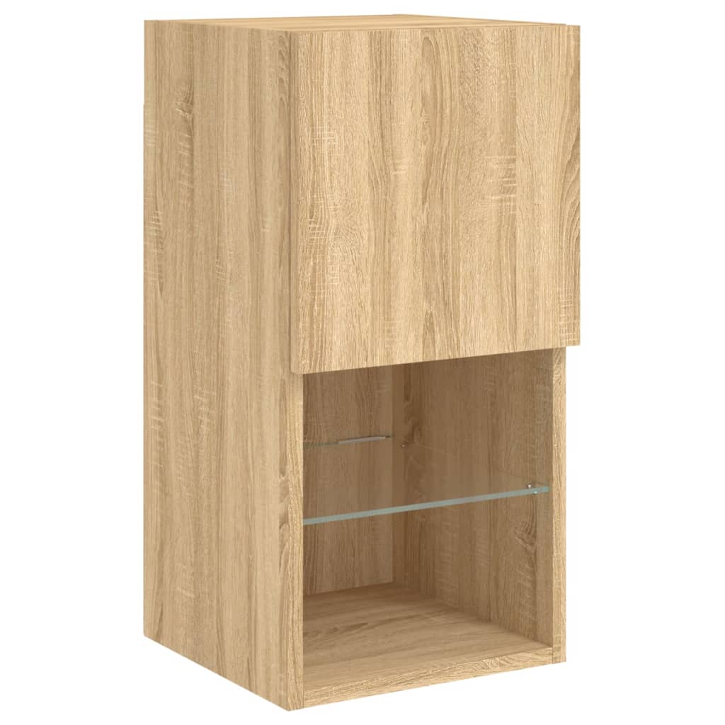 vidaXL TV Cabinets with LED Lights 2 pcs Sonoma Oak 30.5x30x60 cm