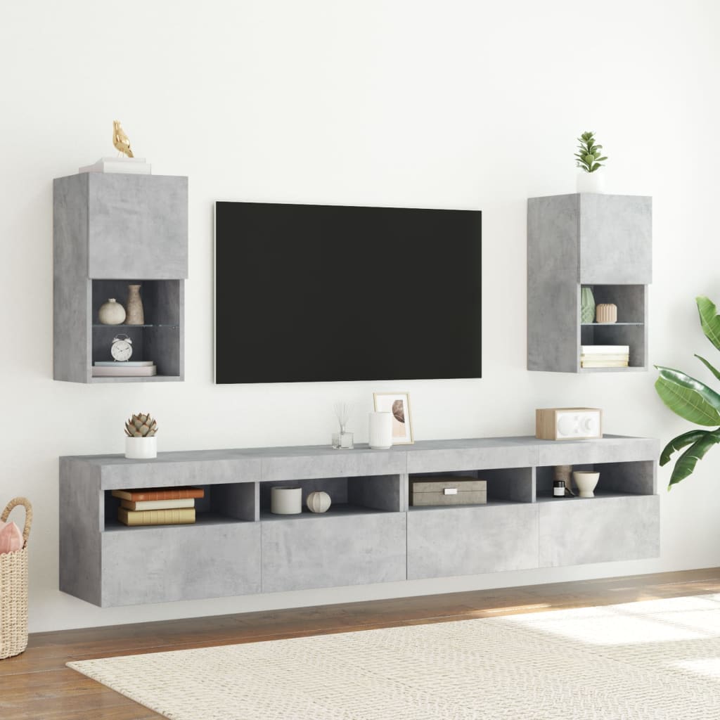 vidaXL TV Cabinet with LED Lights Concrete Grey 30.5x30x60 cm